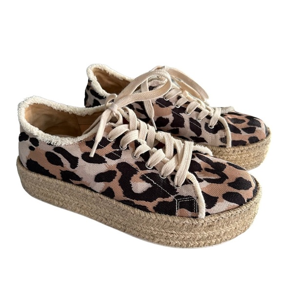 Schutz | Luna Canvas Animal Print Espadrille Platform Sneakers Size 7.5 - Picture 2 of 11